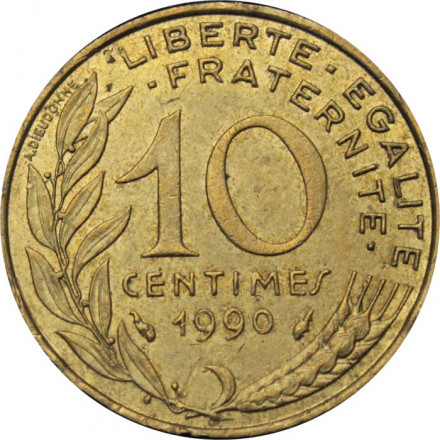 Франция 10 сантимов 1990 год - Марианна