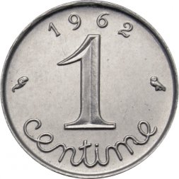 Франция 1 сантим 1962 год - Колос пшеницы