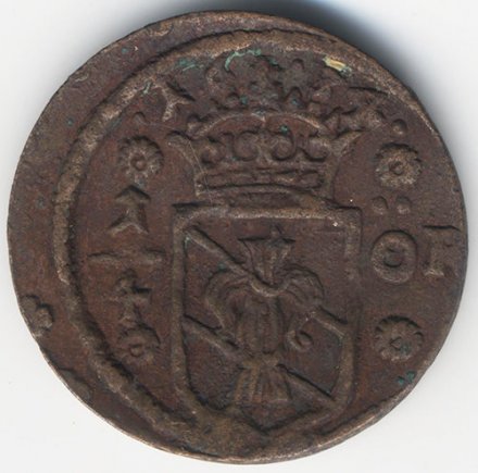 Швеция 1/4 эре 1634 год (отношение авс/рев монетное)