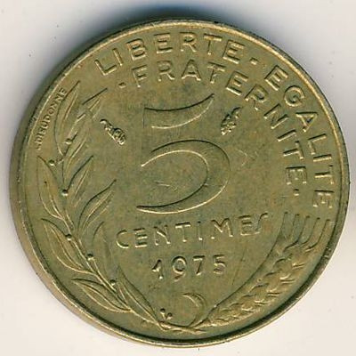 Франция 5 сантимов 1975 год - Марианна