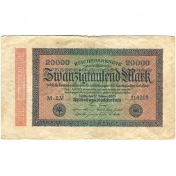 Германия (Веймарская Республика) 20000 марок 1923 год - Водяной знак - круги - F