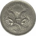 Австралия 5 центов 1980 год - Ехидна