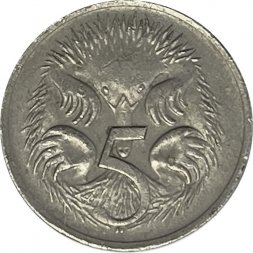 Австралия 5 центов 1980 год - Ехидна