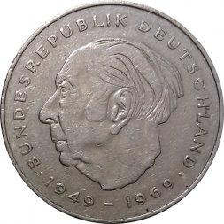 ФРГ 2 марки 1985 год - Теодор Хойс, 20 лет Федеративной Республике (1949-1969) - J
