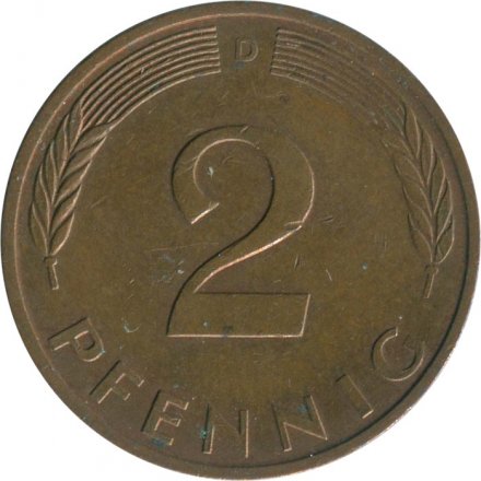 ФРГ 2 пфеннига 1984 год (D)