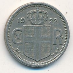 Исландия 10 эйре 1922 год - Кристиан X
