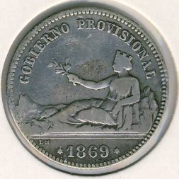 Испания 1 песета 1869 год
