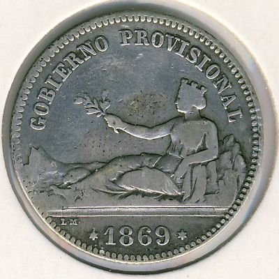 Испания 1 песета 1869 год