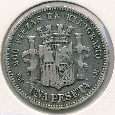 Испания 1 песета 1869 год