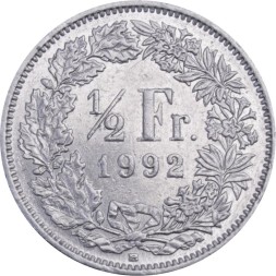 Швейцария 1/2 франка 1992 год
