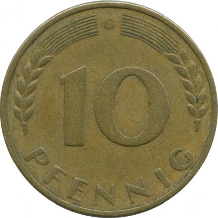 ФРГ 10 пфеннигов 1969 год - G
