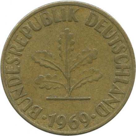 ФРГ 10 пфеннигов 1969 год - G