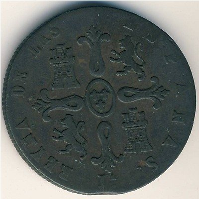 Испания 8 мараведи 1842 год
