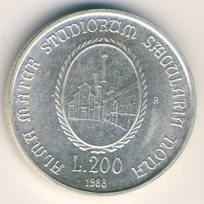 Италия 200 лир 1988 год