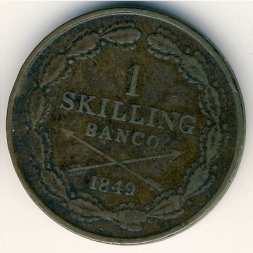 Швеция 1 скиллинг 1849 год