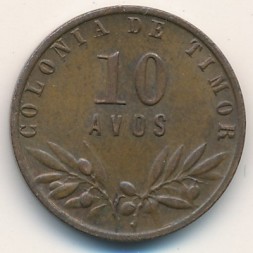 Монета Тимор 10 авос 1951 год