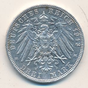 Бавария 3 марки 1913 год