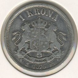 Швеция 1 крона 1875 год