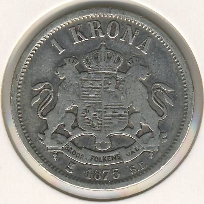 Швеция 1 крона 1875 год
