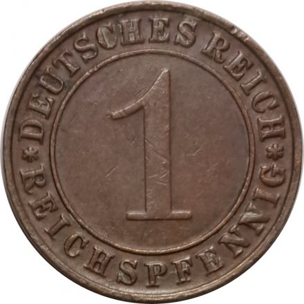 Веймарская республика 1 рейхспфенниг 1936 год (D)