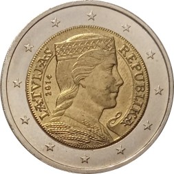 Латвия 2 евро 2014 год - Аллегорический образ Латвии