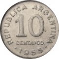 Аргентина 10 сентаво 1955 год - Хосе де Сан-Мартин