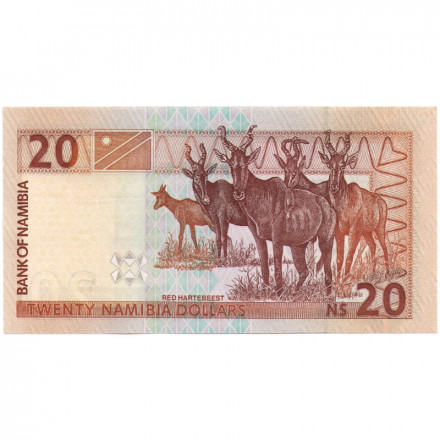 Намибия 20 долларов 2002 год - Стадо красных оленей UNC