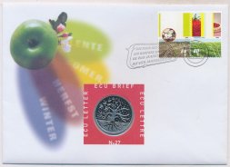 Нидерланды 1 экю 1998 год - Времена года (в конверте с марками)