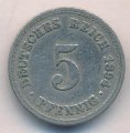 Германия 5 пфеннигов 1894 год (A)