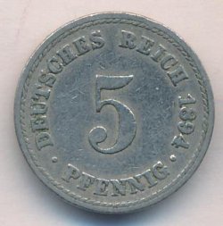 Германия 5 пфеннигов 1894 год (A)
