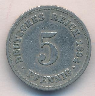 Германия 5 пфеннигов 1894 год (A)