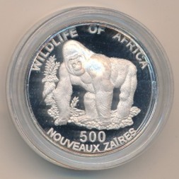 Монета Заир 500 новых заиров 1996 год - Дикая природа Африки. Горилла
