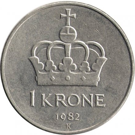 Норвегия 1 крона 1982 год - Улаф V