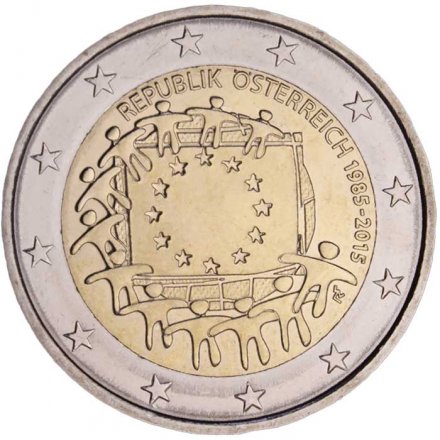 Австрия 2 евро 2015 год - 30 лет флагу Европы