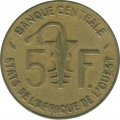 Западная Африка 5 франков 1992 год