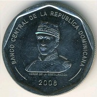 Монета Доминиканская республика 25 песо 2008 год - Грегорио Луперон