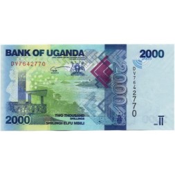 Уганда 2000 шиллингов 2021 год - Памятник Джону Спику. Рыбы UNC
