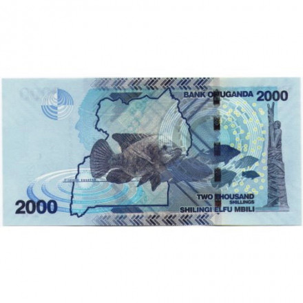 Уганда 2000 шиллингов 2021 год - Памятник Джону Спику. Рыбы UNC