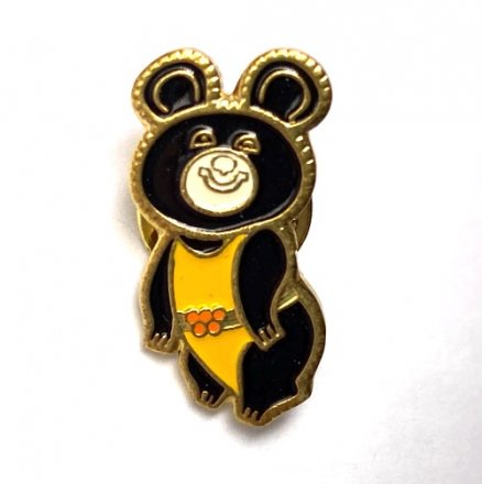 Значок Олимпийский мишка (желтый). XXll Олимпийские игры. Москва 1980