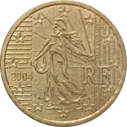 Франция 10 евроцентов 2004 год - Девушка-сеятель
