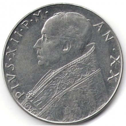 Ватикан 100 лир 1958 год - Папа Пий XII. Фидес