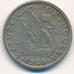 Португалия 2,5 эскудо 1968 год - Парусник