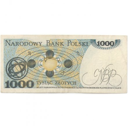Польша 1000 злотых 1982 год - Николай Коперник. Гелиоцентрическая система - XF
