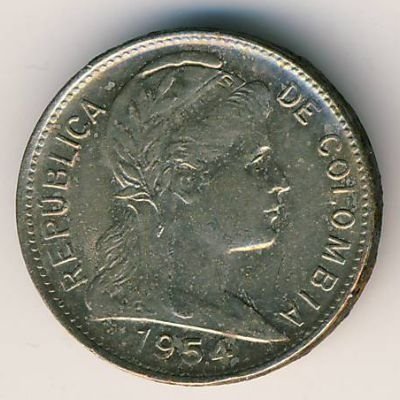 Колумбия 1 сентаво 1954 год