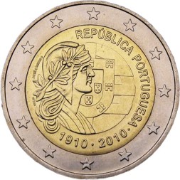 Португалия 2 евро 2010 год - 100 лет Португальской республике