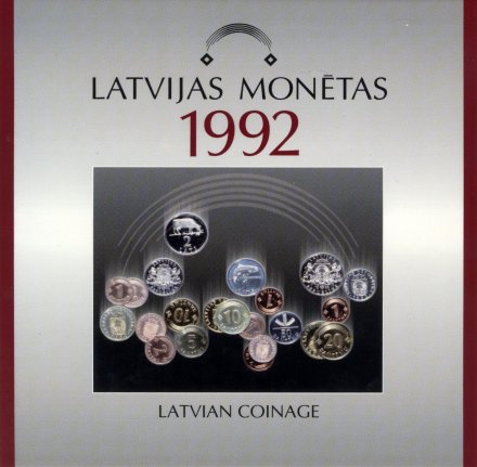 Набор из 8 монет Латвии 1992 год - Новые монеты Латвии (в буклете)