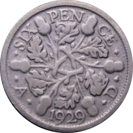 Великобритания 6 пенсов 1929 год