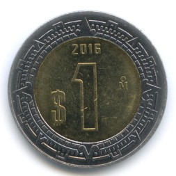 Монета Мексика 1 песо 2016 год - Хохлатый сокол
