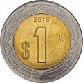 Мексика 1 песо 2016 год - Хохлатый сокол