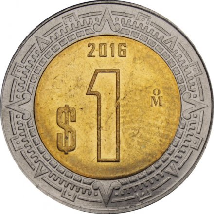 Мексика 1 песо 2016 год - Хохлатый сокол